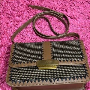 TED BAKER LONDON - Tan and Black Woven Crossbody Bag